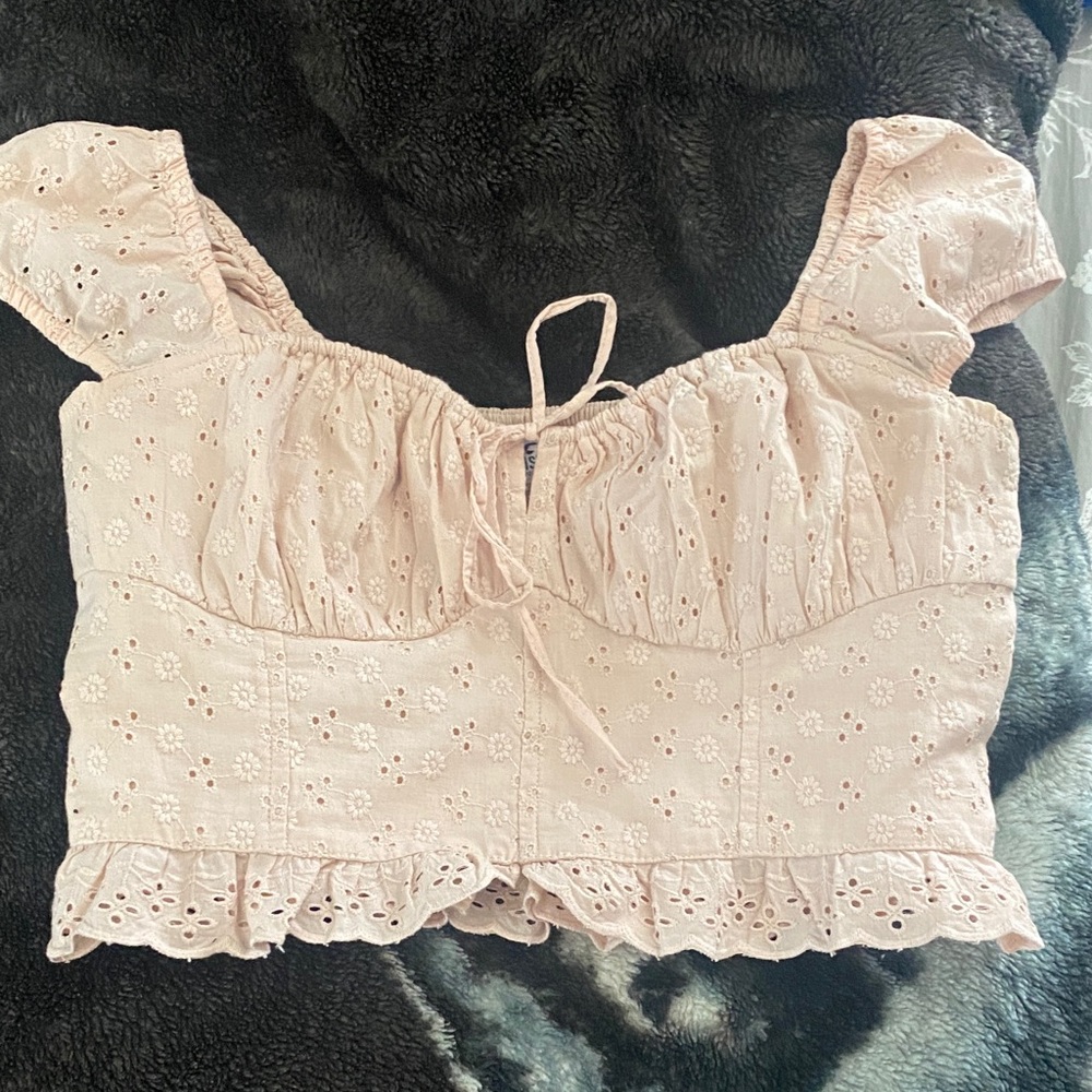 Hollister Light Pink Eyelet Blouse